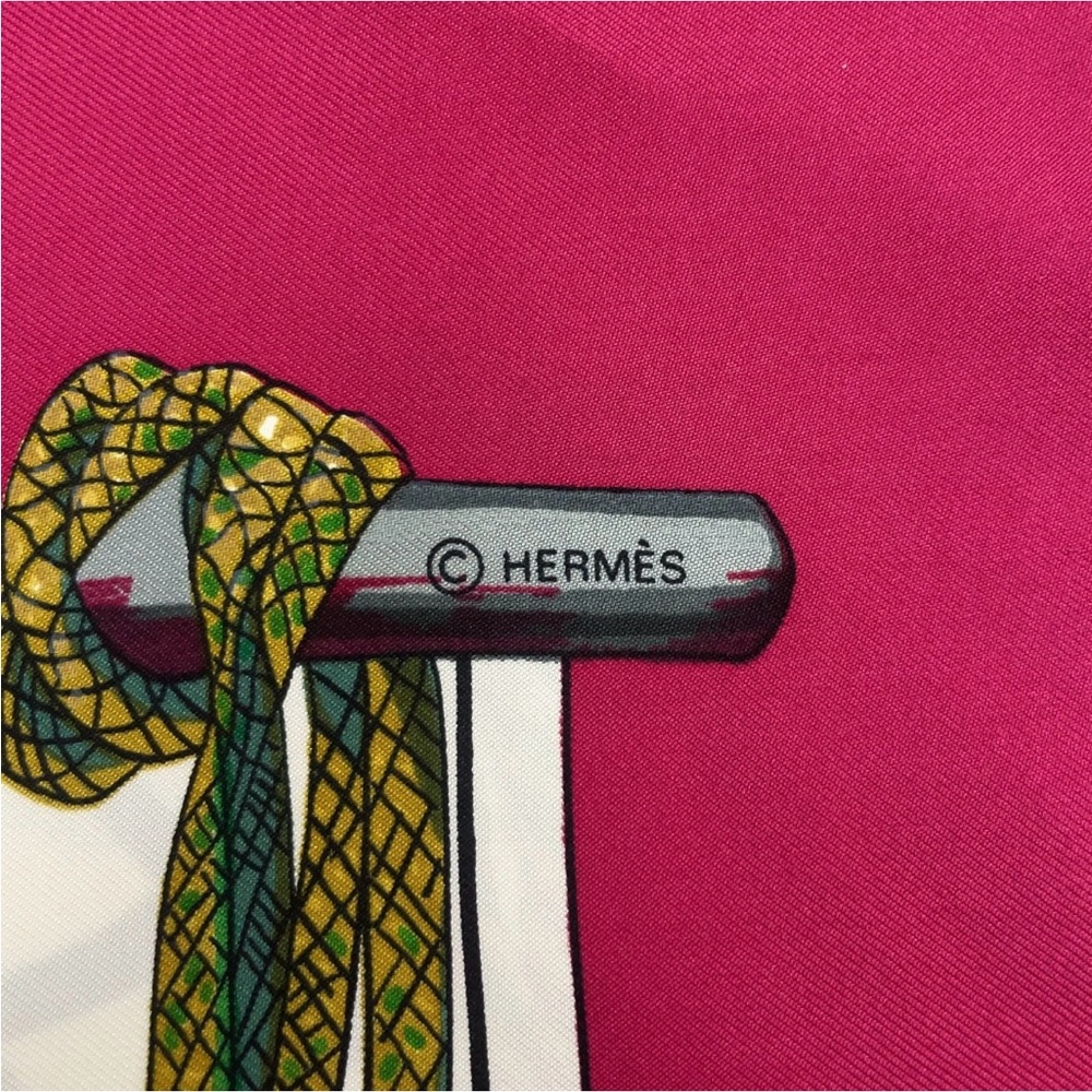 Auth Hermes Carré 90 Pasementerie Purple x Multicolor Silk Scarf W/Box - Picture 16 of 17